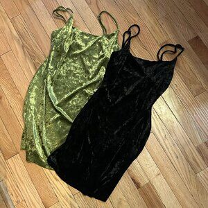 Lot‎ of 2 Forever 21 Crushed Velvet Stretchy Sleeveless Mini Dresses Size Small